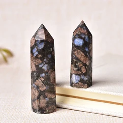 1pc Natural Glaucophane Stone Crystal Point Healing Obelisk Quartz Wand Beautiful Ornament for Home Decor Energy Stone Pyramid