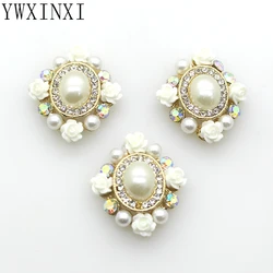 high quality! YWXINXI 10Pcs new alloy rhinestone oval pearl accessories, wedding dress clothing metal buttons DIY accessories