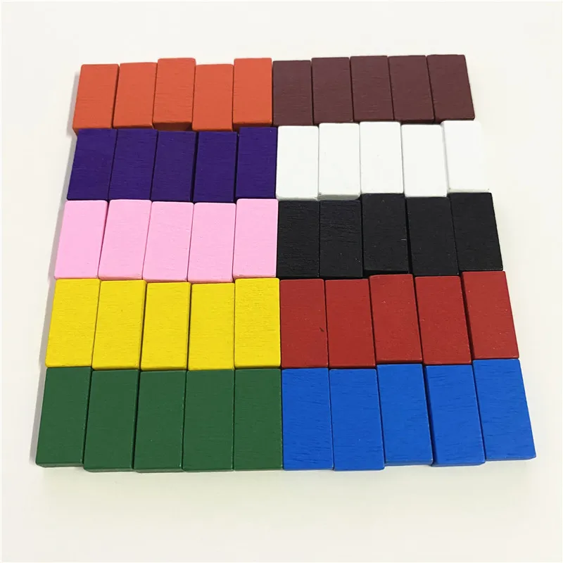 100Pcs Colorful Brick marks 20*10*5mm Cuboid Wood Chess Game pieces For tokens Board Games Accessory 10 Colors