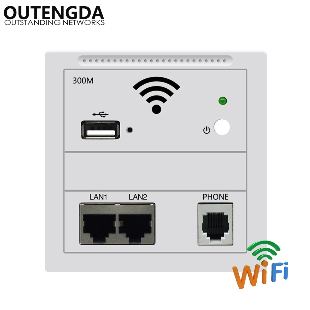 300Mbps indoor Wireless In Wall AP WiFi Router AC100V 240V 802.3af POE Power Access Point USB Charging Phone RJ11 RJ45 On-off