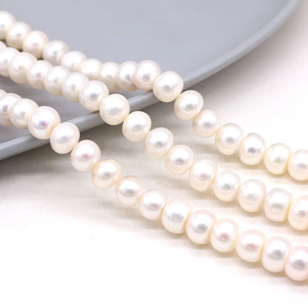 Natural Freshwater White Pearl Beads Oval Loose Bead For Jewelry Making DIY Charm Bracelet Necklace Earring Accessories 9-10mm