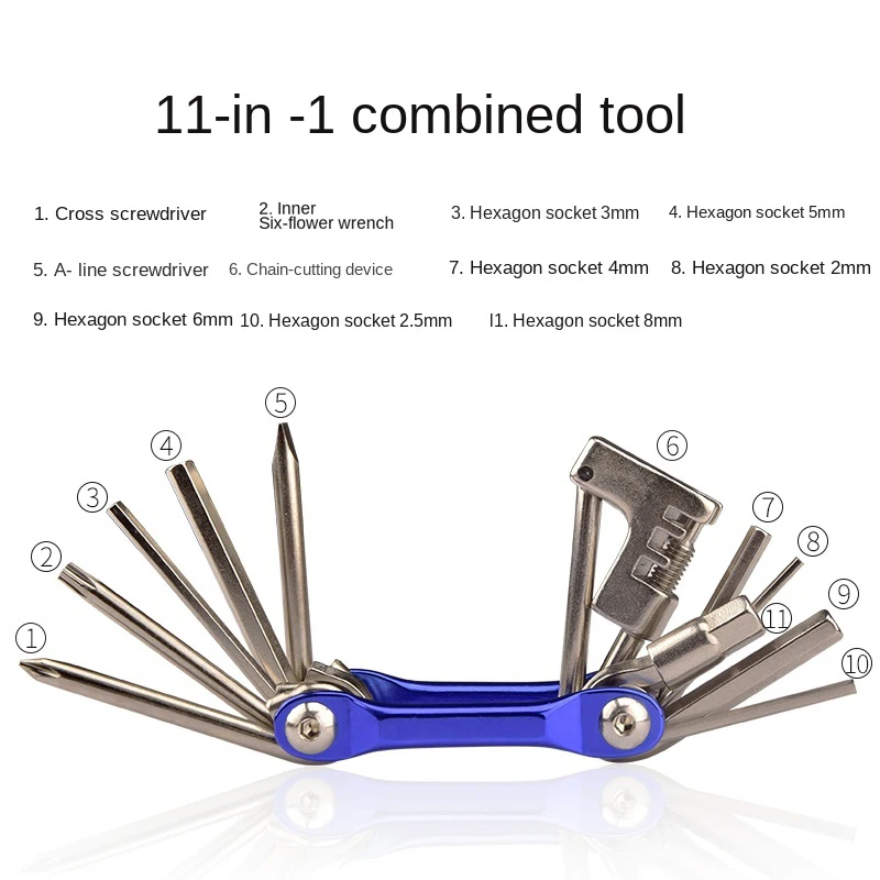 Multi-tool 11 In 1 Bicycle Repairing tools Set Wrench Screwdriver Chain Hex Spoke Mountain portable Bike Repair Tool Kit