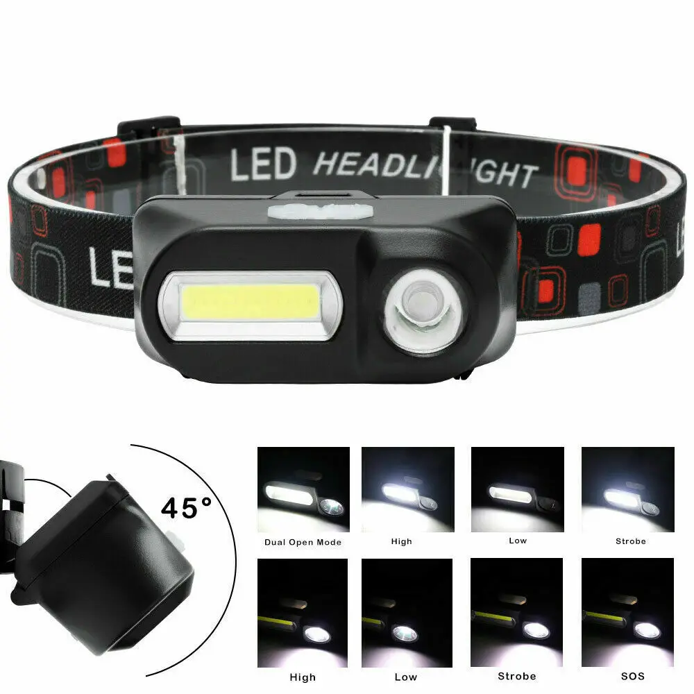 Portable mini Waterproof LED Headlight Torch Outdoor Lamp Adjustable Headlamp USB Rechargeable Camping Fishing