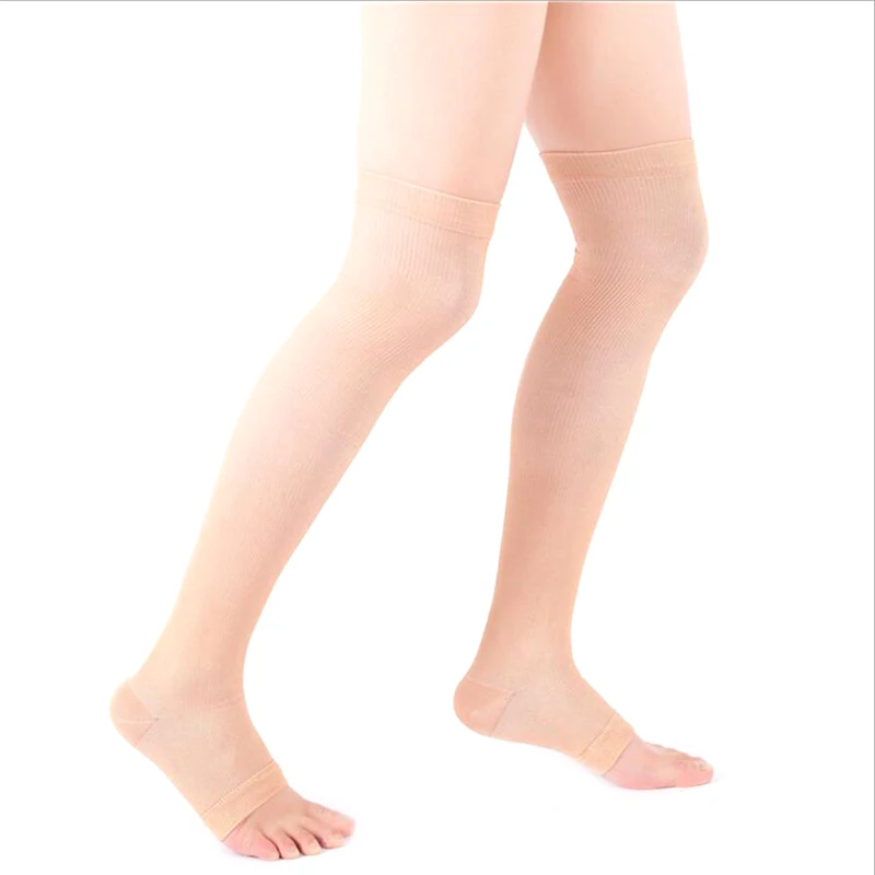 Compression Socks Thigh High Pressure Open Toe Varicose Stockings Men Women Knee-length Tight Leg Socks