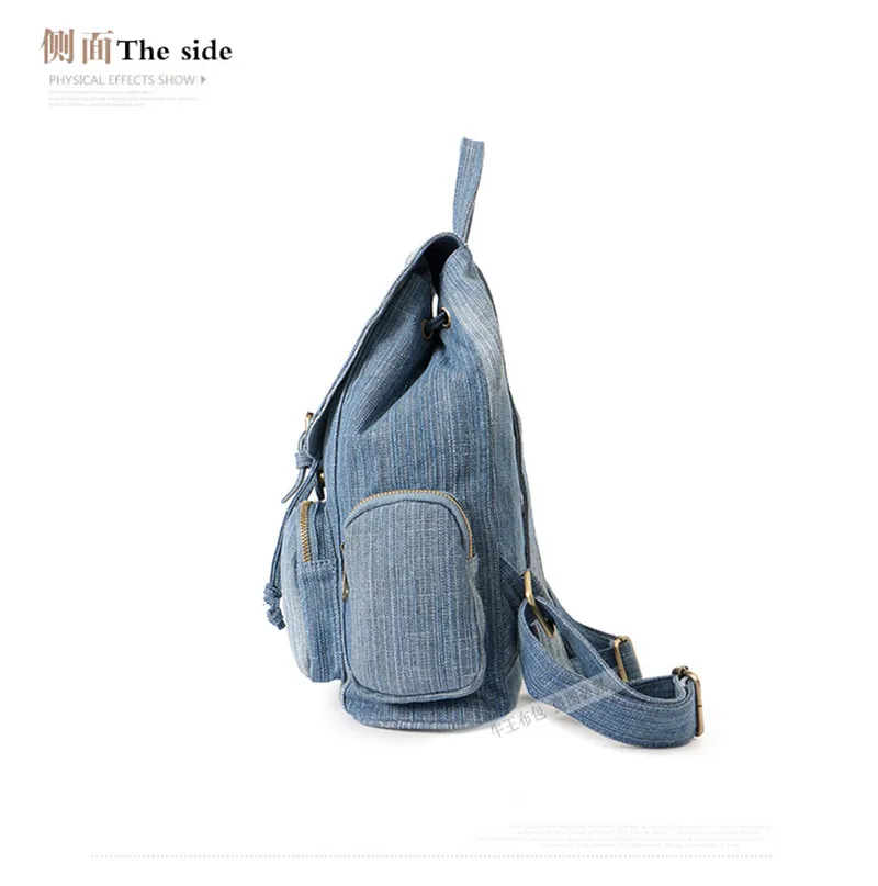 Imagem -04 - Mulheres Denim Mochila Viagem Casual Mochila Multifuncional Bolsas para Portátil Cores Transporte da Gota de Alta Qualidade 2023