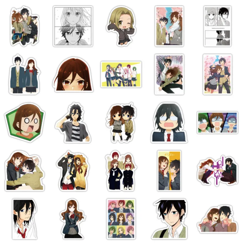 10/30/50 pçs horimiya anime graffiti adesivos clássicos dos desenhos animados adesivos portátil diy crianças brinquedos pvc carro bicicleta decalque decoração adesivos