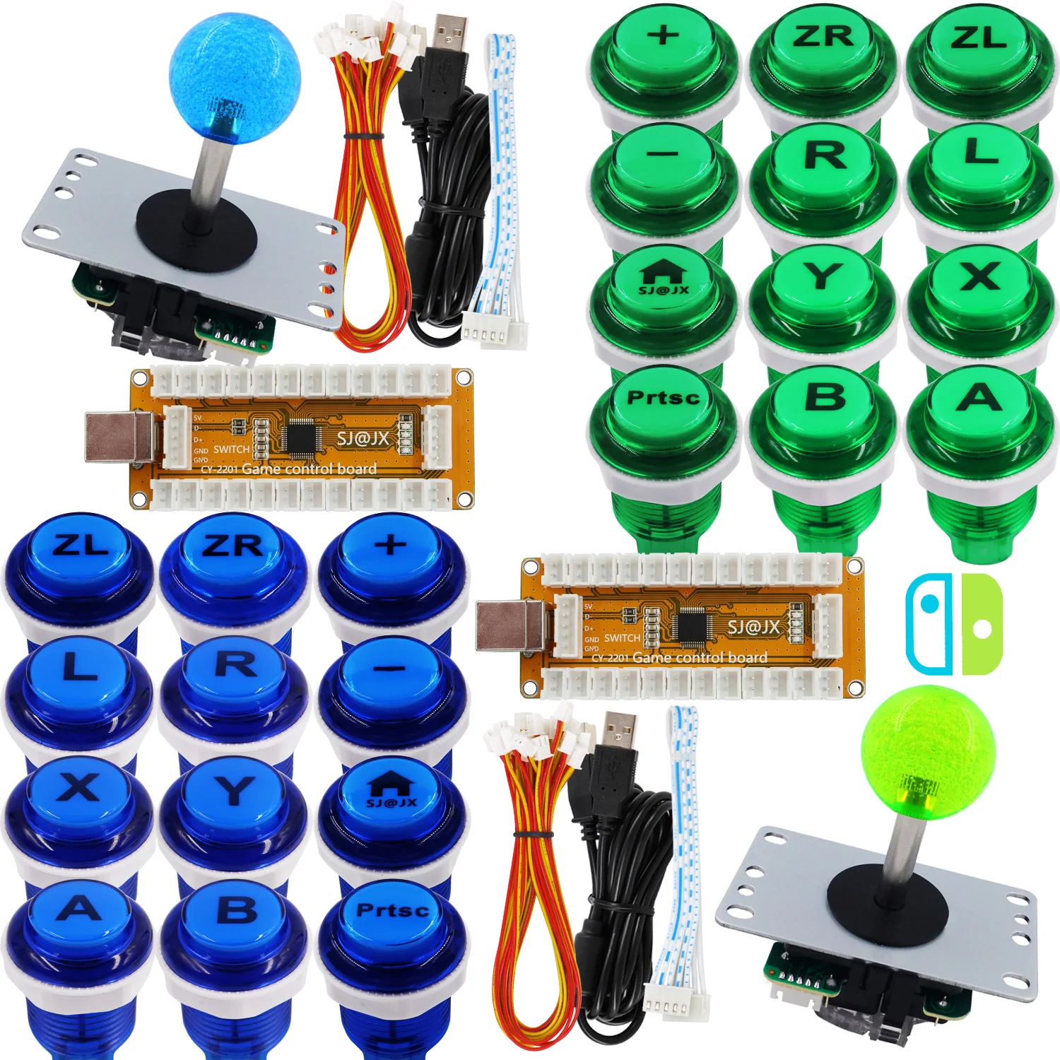 

SJ@JX Arcade Game Controller USB Encoder 2 Player Gamepad Cherry MX Microswitch Button 8way Joystick for Nintendo Switch PC PS3