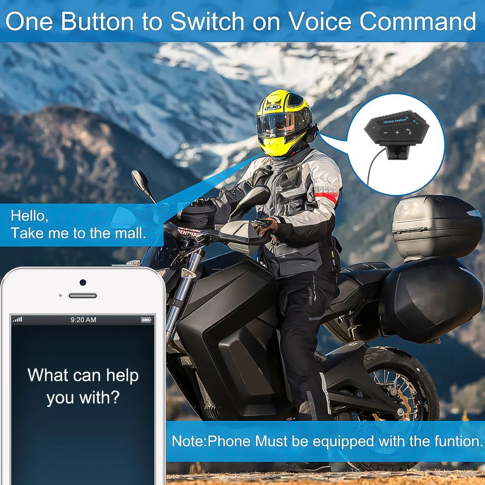 Moto Bluetooth Helmet Headset Hands Free BT V5.0 Earphone Handsfree Wireless Noise cancel With Microphone for Motorcycle