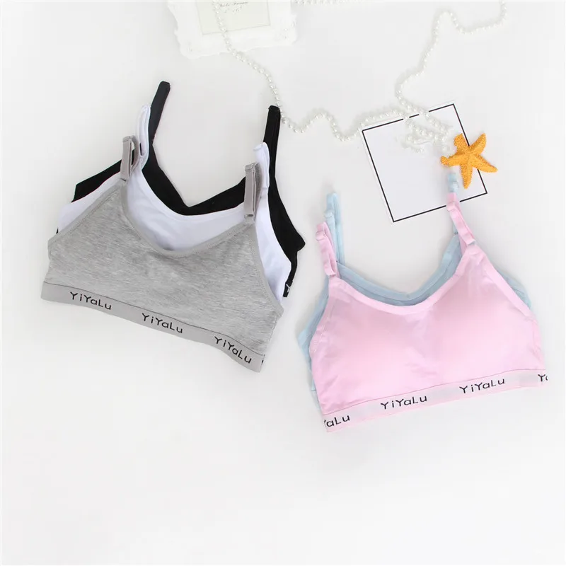 Young Developmental Girls Cotton Training Bra Small Student Wireless Free Padded Children Summer Sports Traning Bra