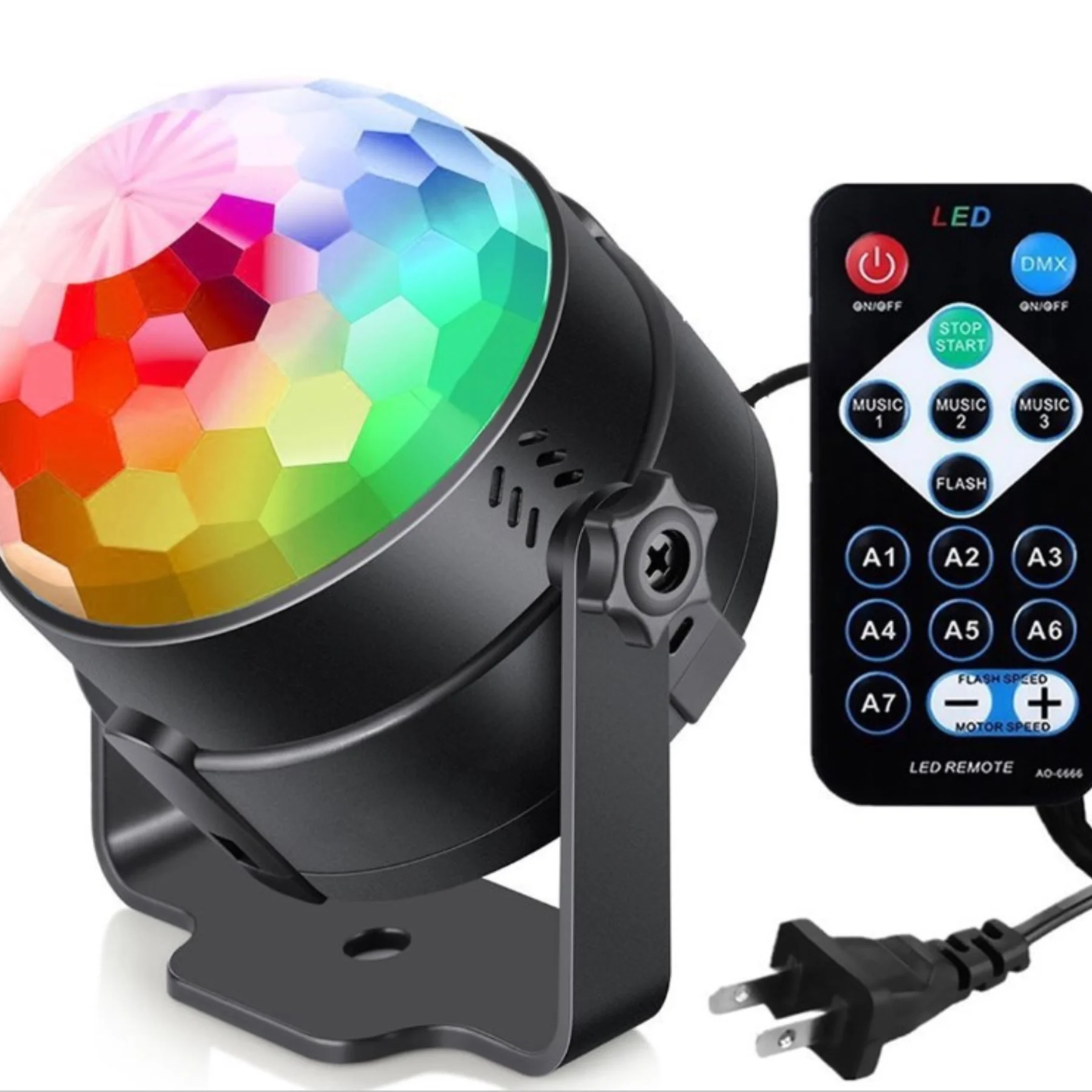 Sound Activated Party Lights with Remote Control, DJ Lighting, RGB Disco Ball Light, Strobe Lamp, 7 Modes Stage