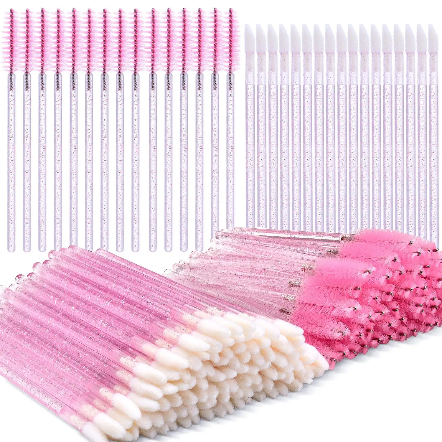 100pcs Crystal Eyelash Brush Lip Brushes Mascara Wands Eyelashes Extension Microbrush Disposable Lipstick Gloss Makeup Tool