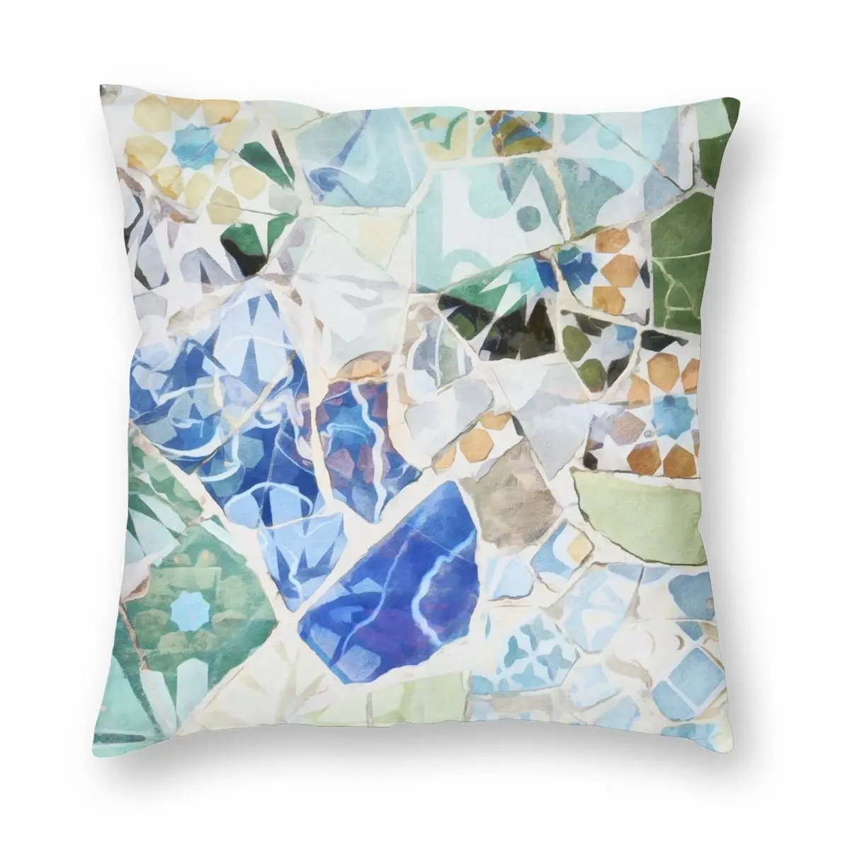 Mosaic Of Barcelona VII Pillowcase Polyester Linen Velvet Pattern Zip Decorative Room Cushion Cover