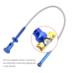 유연한 변기 가제트 픽업 하수도 청소 LED 조명 용수철 막대, 신축성 자석 피커 수공구, 마그네틱 그래버, 4 클로
