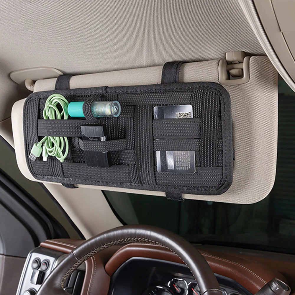 Car Sun Visor Storage Multi-function Makeup Storage Personalized Car Glasses Holder Card Holder Bill Holder