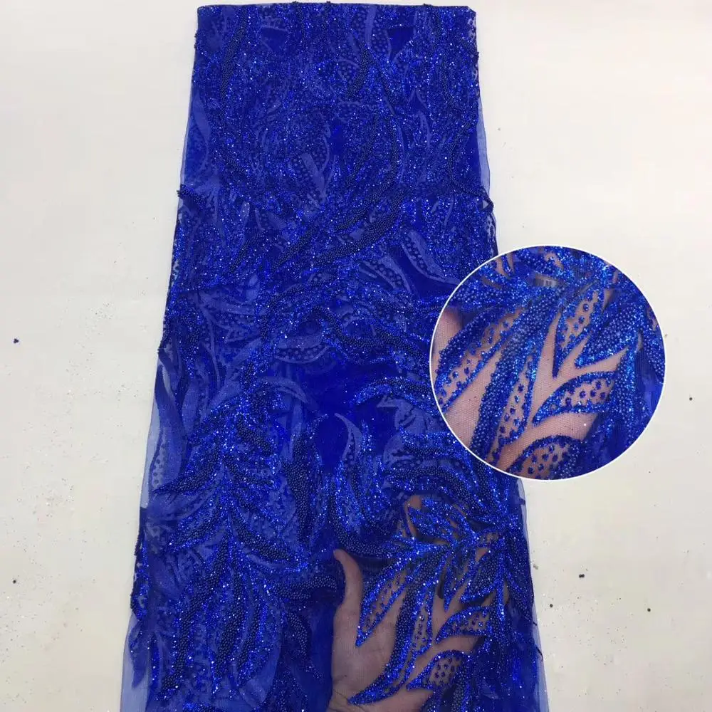 

African Lace Fabric 2020 High Quality Lace with Beads, Latest Nigerian Lace Fabrics for Wedding ML8489