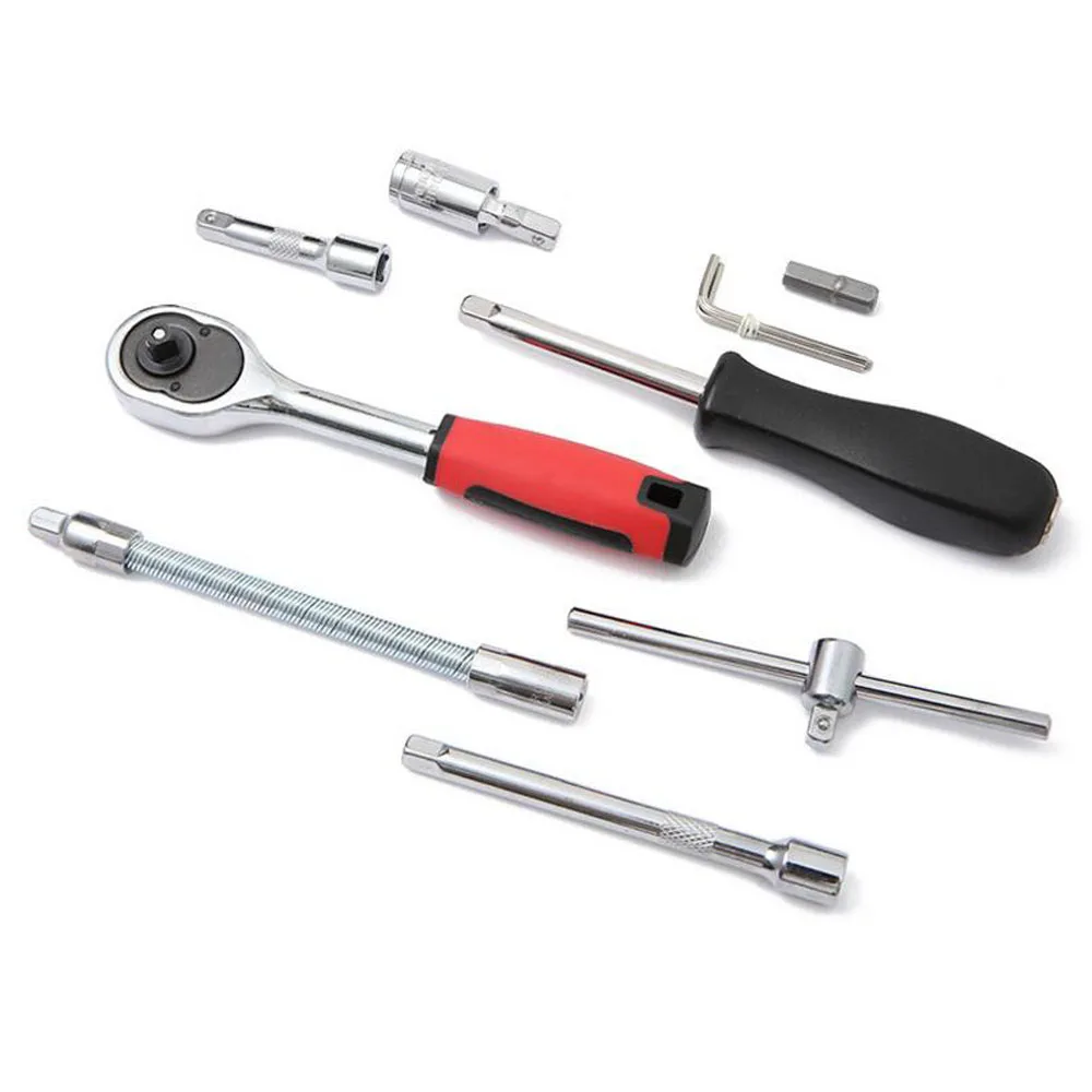 Car Repair Tool 46 PCS 1/4-Inch Socket Set Car Repair Tool Ratchet Torque Wrench Combo Tools Kit Auto Repairing Tool Set