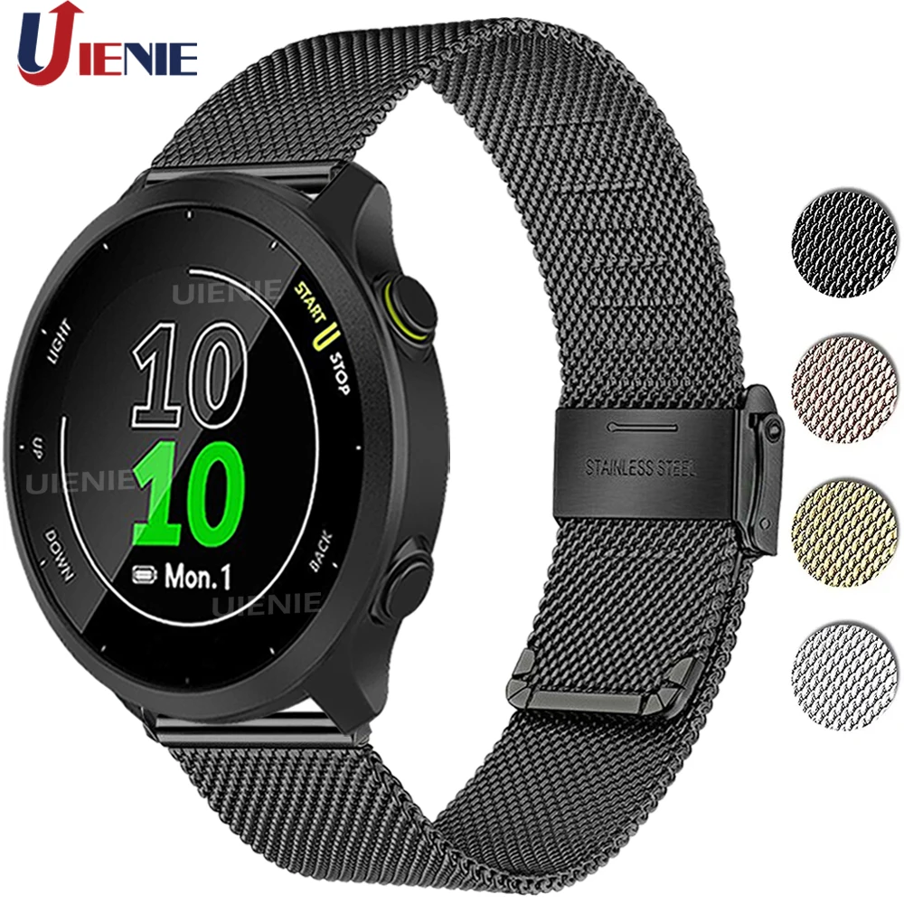 20มม.นาฬิกา Milanese สำหรับ Garmin Forerunner 55 158 245M สายคล้องคอสร้อยข้อมือสแตนเลสสายรัดข้อมือสำหรับ Vivoactive 3