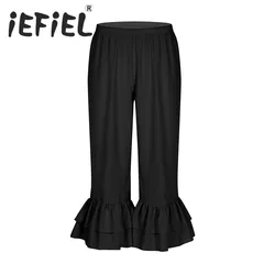Fashion Women Ladies Retro Vintage Elastic Waist Ruffles Hem Pantaloons Bloomers Underpants Victorian Era Costume for Daily Wear