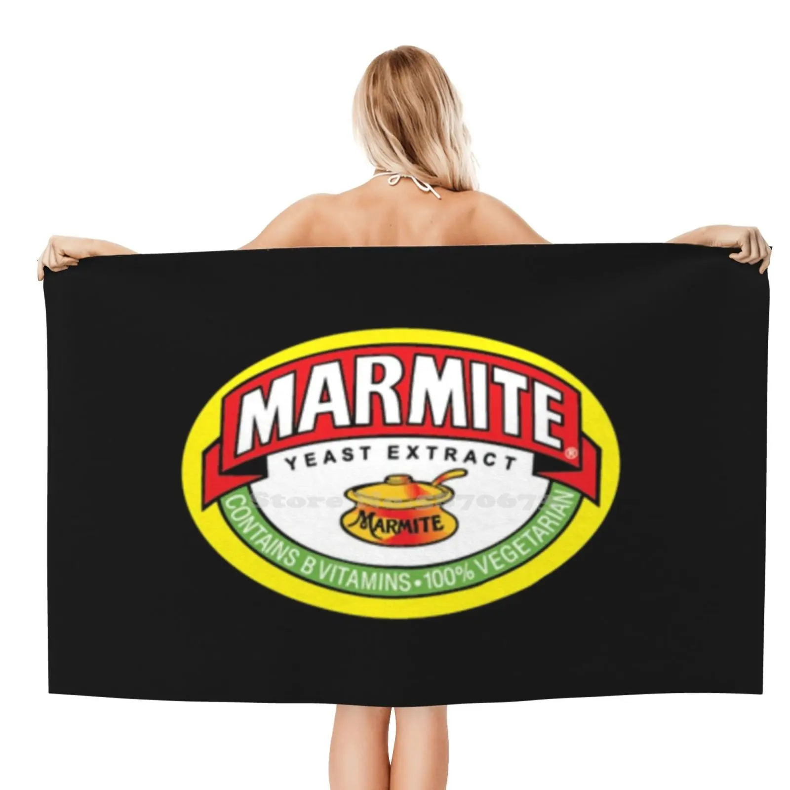 Marmite Microfiber Bath Towel Beach Towel Marmite Food Spread Vegemite Pride Australia Breakfast Bread Jar Logo Retro Toast