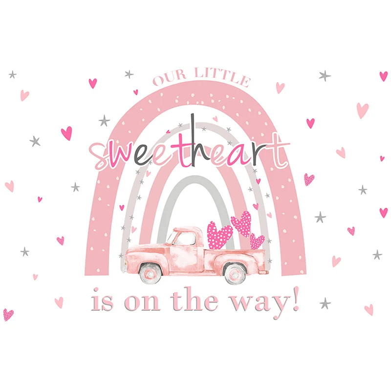 Avezano Bohemia Photography Background Sweetheart Pink Truck Rainbow Girl 1st Birthday Backdrop Photo Studio Baanner Decor Prop