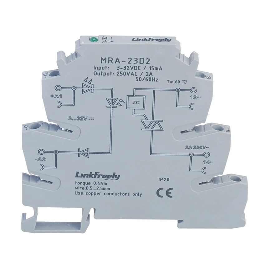 MRA Ultra Slim Solid State Rely Module Din DC to AC SSR 5V 12V 24VDC In 250VAC Out Smart Voltage Control Interface Relay Switch