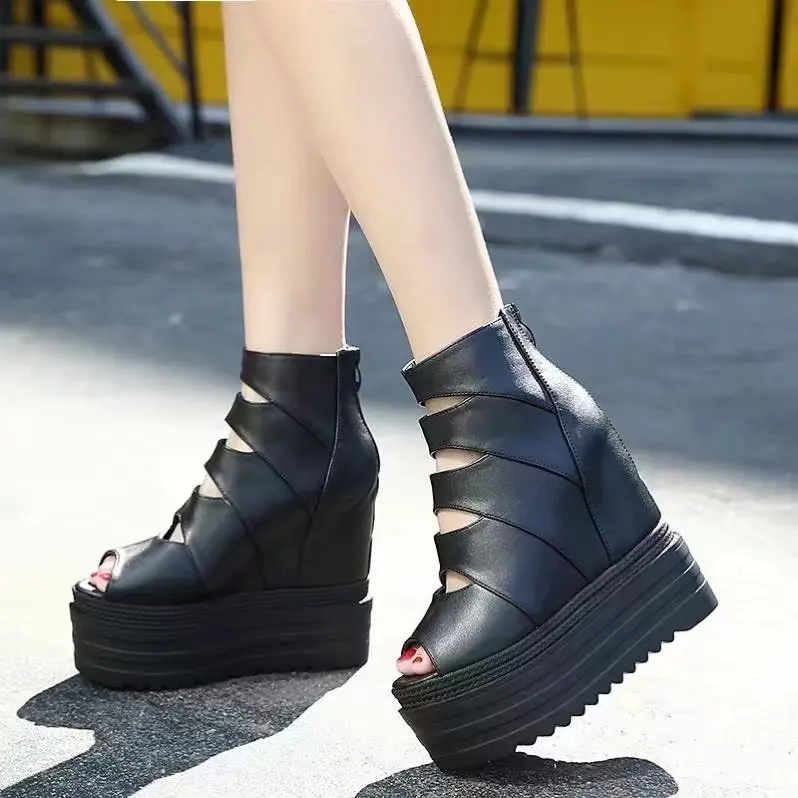 Roman High Heel Wedges Sandals 13cm Thick Sole Women Platform Wedge Heels Summer Shoes