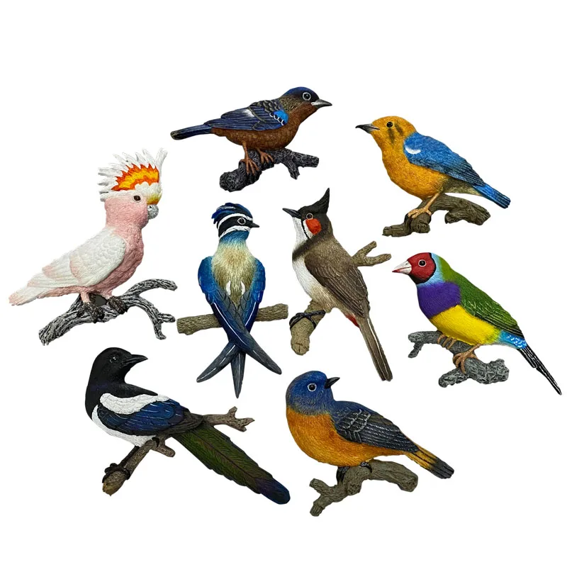 Hand-painted Colorful Munia Magpie Orange-headed Ground Thrush 3D Fridge Magnets Souvenirs Refrigerator Magnetic Stickers Gift