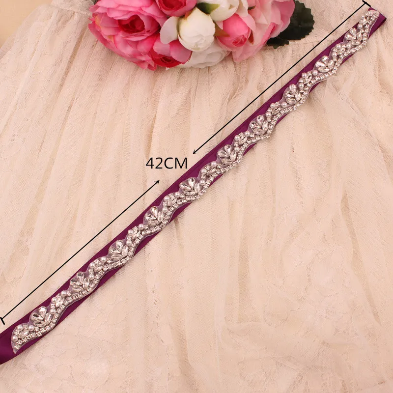 Bridal Belts Bling Wedding Women Handmade Jewelry Silver Rhinestone Pearl Crystal Sparkly Party Formal Dress Diamond Bride Sash