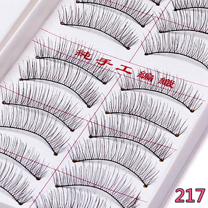 Taiwan Handmade False Eyelashes 216/217 Nude Makeup Natural Slim Model High Quality 10 Pairs Eyelashes Wholesale More Models