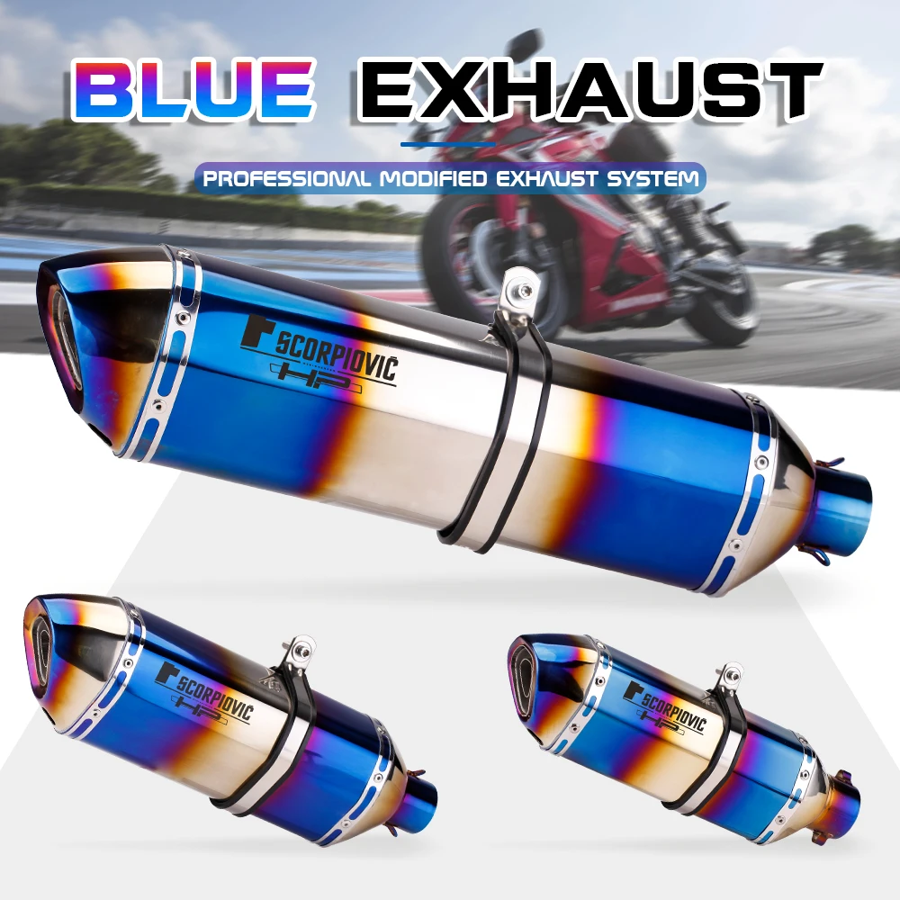 Sclmotos- 35-51mm motorcycle scooter atv exhaust pipe muffler motorcycle for honda cbr250 cb400 yzf fz400 z750 ninja xmax300