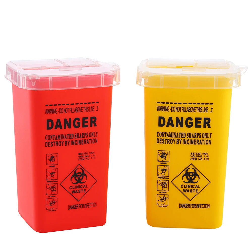 DISCOVER DEVICE 1L Sharps Container Tattoo Waste Box Medical Supplies Disposal Container