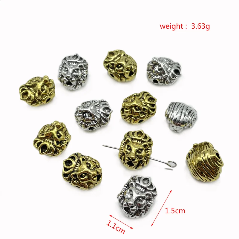 10pcs animal head three-dimensional perforated bead connector for jewelry making lion head DIY bracelet necklace accessories