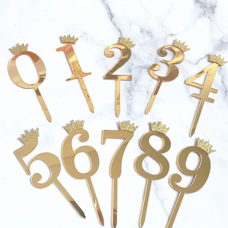 Number Cake Topper Crown 1 2 3 4 5 Digital Cupcake Toppers Birthday Party Cake Decoration Wedding Baby Shower Dessert Decor