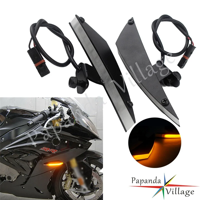 

Aluminum Motorcycle Front LED Turn Signal Light Amber Flasher Blinker For BMW S1000RR 2009-Present HP4 2013 2014 Plug and Play