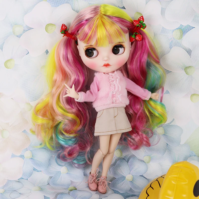 

ICY DBS Blyth doll white skin joint body colorful hair Hand-painted face panels, long eyelashes and sleepy eye.