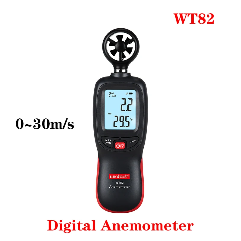 

5PCS WINTACT Digital Anemometer WT82 Handheld Windmeter Wind Speed Meter Temperature Measurement LCD Display Auto Tachometer