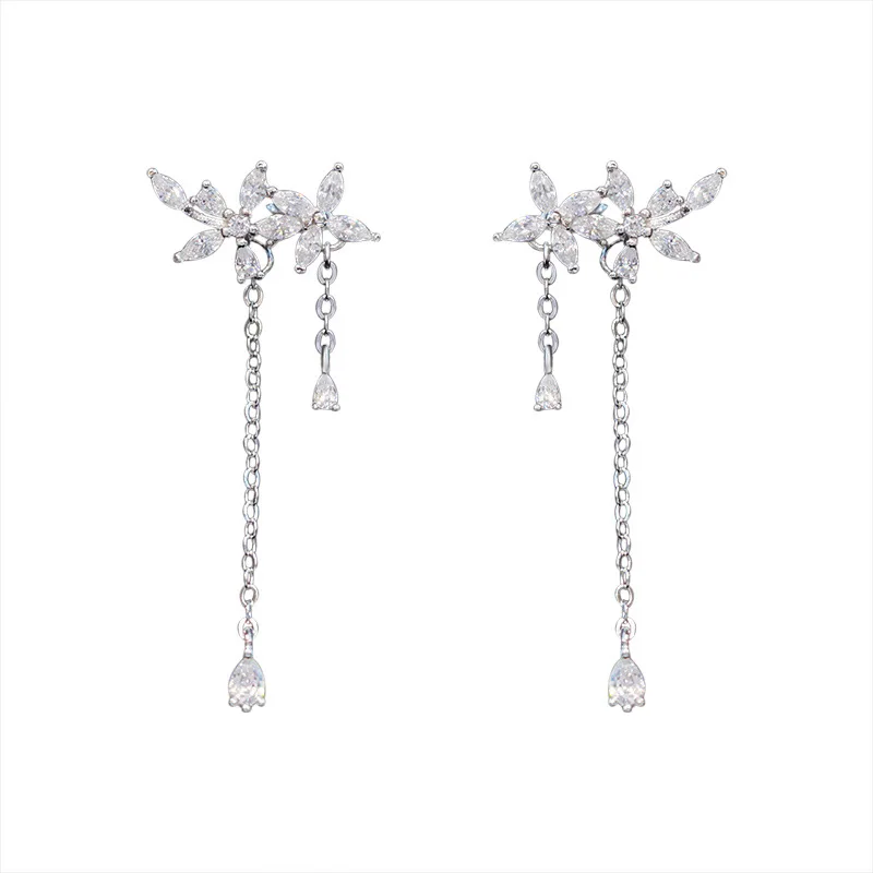 New Hot Fashion 925 Sterling Silver Flower Earrings for Women Girls Gift Fashion Statement Jewelry korean earrings