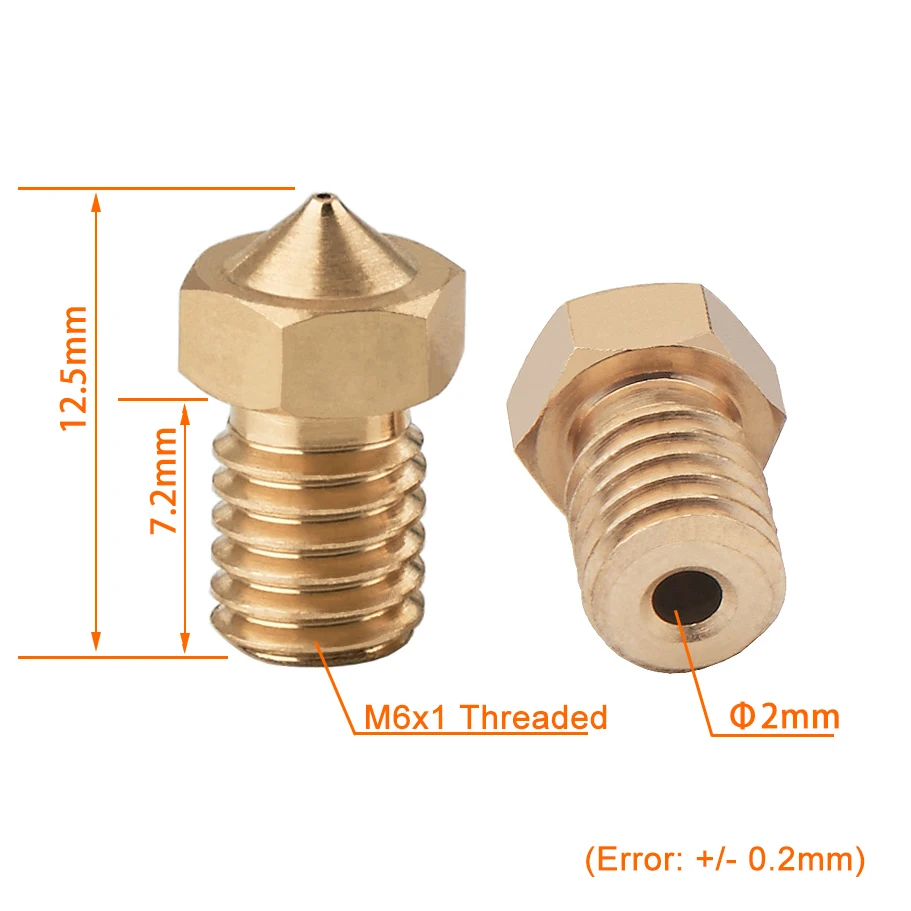22 Stück/Set V6 Messingdüse für E3DV6 Anycubic I3 Mega S X Chiron Kobra Flybear HotEnd 0,4MM J-Head Extruder Druckerzubehör – Detail 13