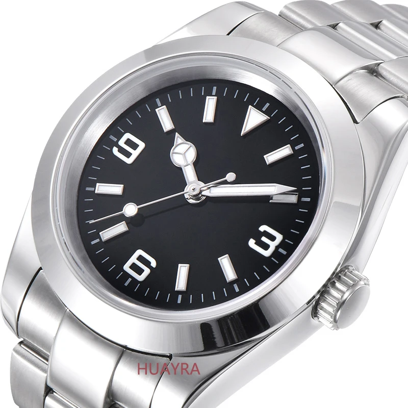 

39mm automatic men's luxury brand green luminous waterproof sapphire glass stainless steel black dial folding button watch