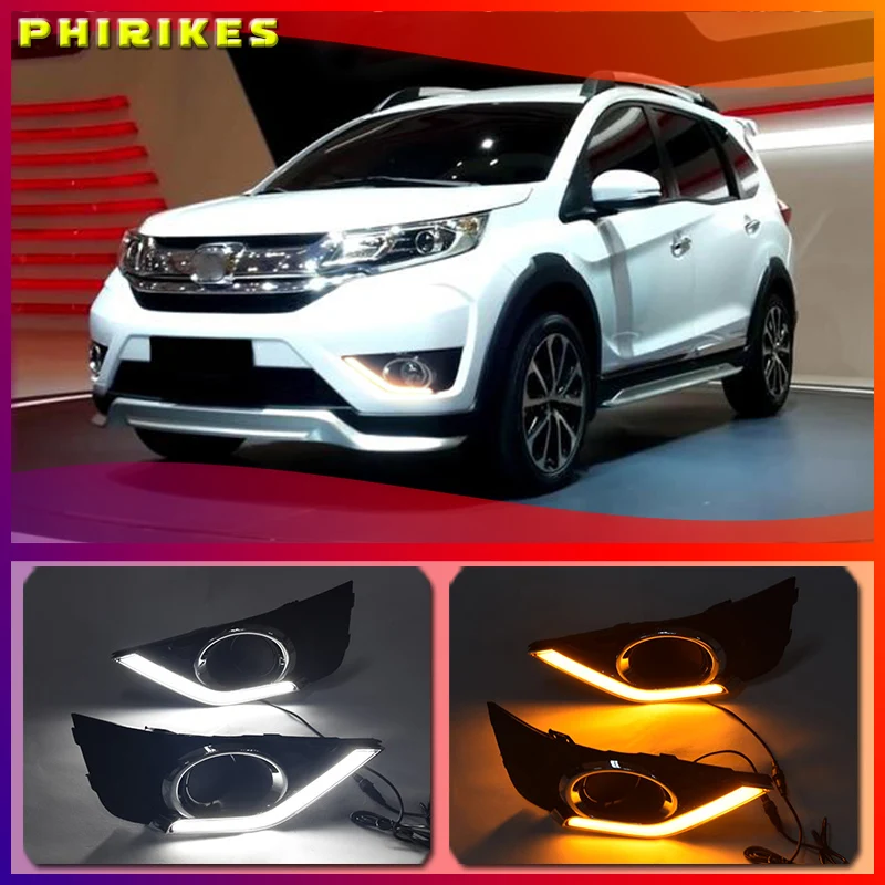 

1Pair DRL for Honda BRV BR-V 2015 2016 2017 2018 2019 Led Daytime Running Light fog lamp cover Driving lighs Car styling 12V DRL