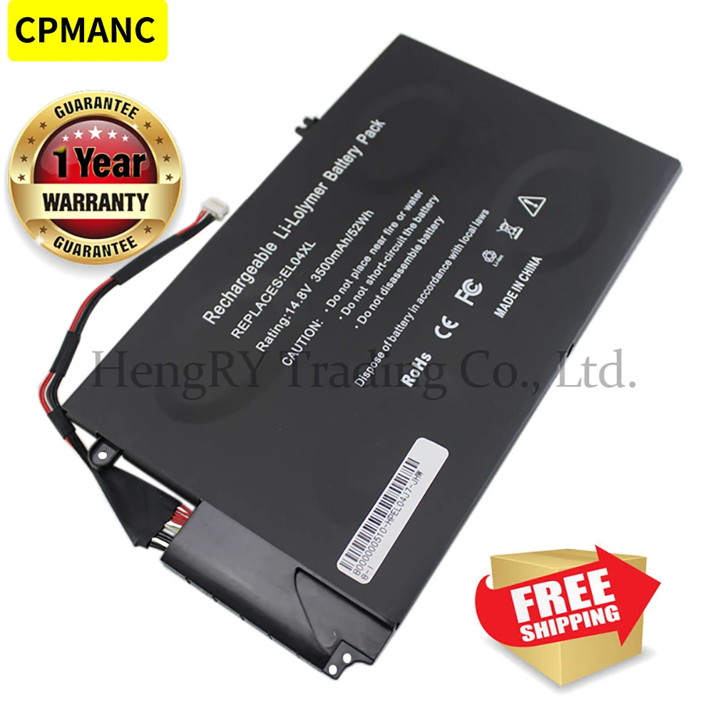 

CPMANC 3CELLS Laptop Battery EL04 EL04XL ELO4XL HSTNN-IB3R UB3R TPN-C102 For HP ENVPR4 I5-3317U ENVY 4 4T-1000 Envy TouchSmart 4