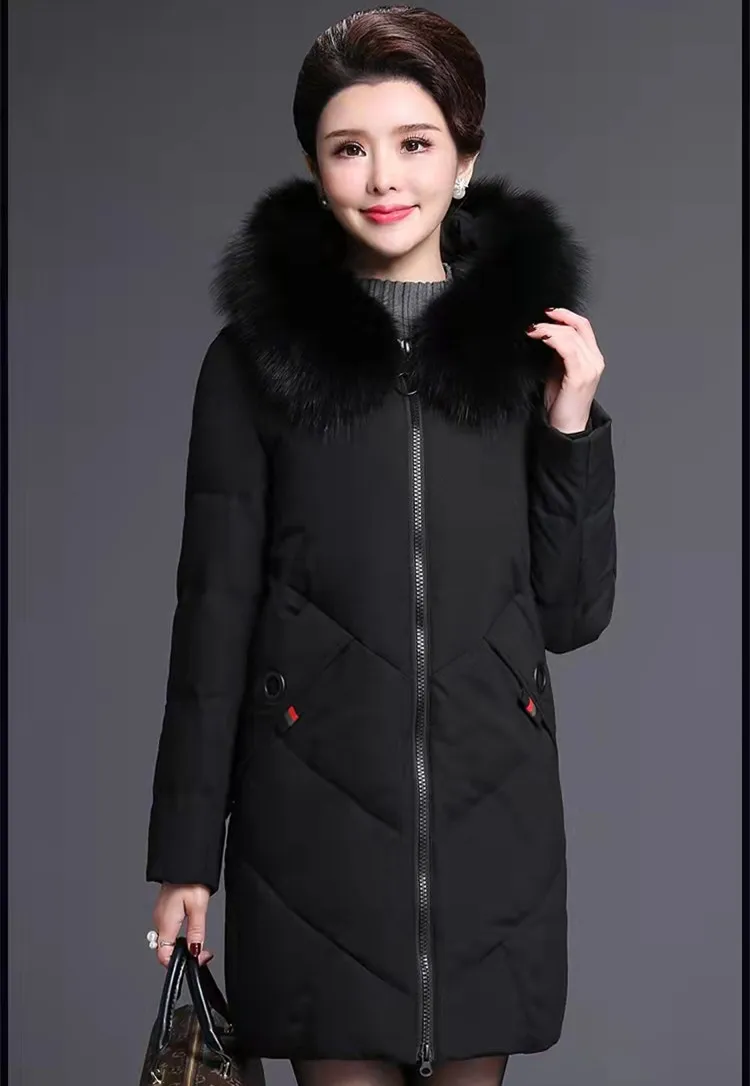 Fdfklak XL-5XL Unten Baumwolle Kleidung Jacke Große Pelz Kragen Einfarbig Große Größe Lose Winter Mantel Mit Kapuze Manteau Femme Hiver