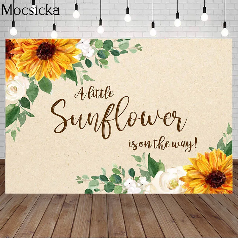 

A Little Sunflower Is On The Way Newborn Photocall Backdrop Sweet Floral Child Birthday Party Decor Photo Background Baby Shower