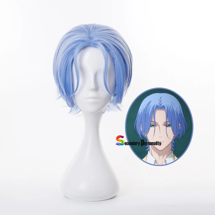 2021 New Anime SK8 The Infinity Langa Hasegawa Cosplay Wig SK Eight Badge Ranga Blue Short Heat-resistant Fiber Hair