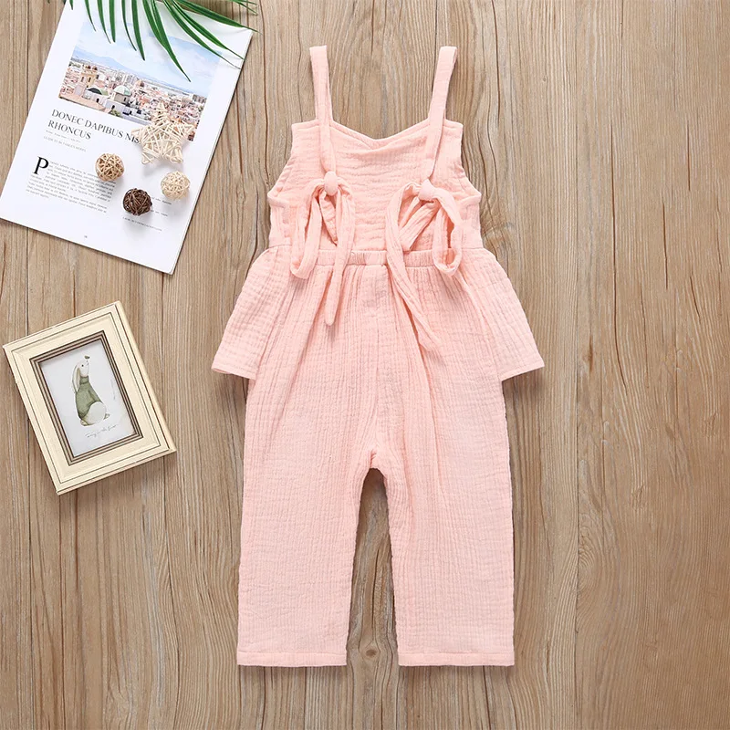 Kids Baby Girls Clothes set Sleeveless Backless Romper T shirt Overalls Jumpsuit Wide Leg Pants Trousers Outfits