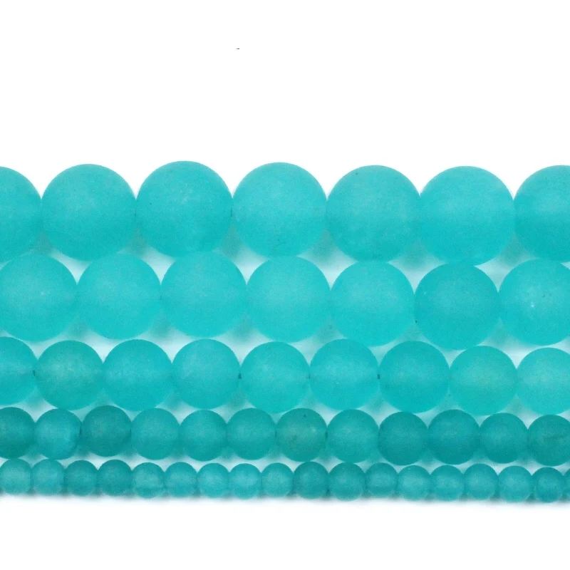 Natural Matte Green Chalcedony Stone Round Loose Spacer Beads 4 6 8 10 12mm Pick Size for Jewelry Making DIY Bracelet Necklace