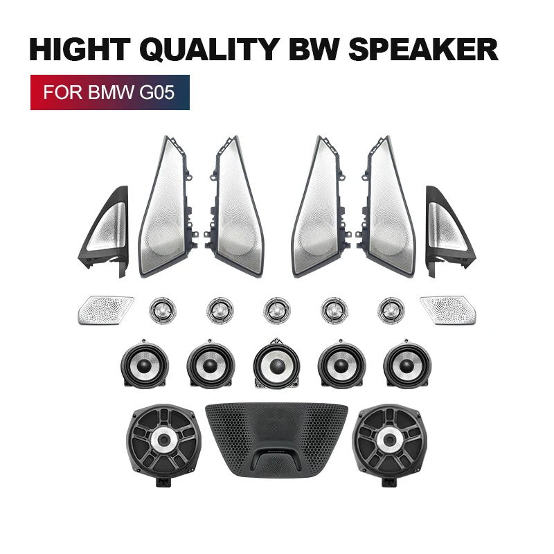 Świecące głośniki wysokotonowe na drzwi przednie i tylne, podświetlane listwy, głośniki audio subwoofer, osłona LED klaksonu, do BMW X5 G05 X7