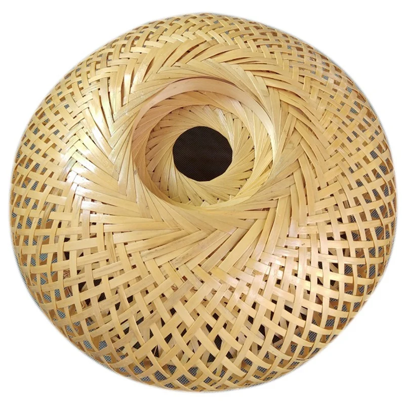 Bamboo Wicker Rattan Lampshade Hand-Woven Double Layer Bamboo Dome Lampshade Asian Rustic Japanese Lamp Design