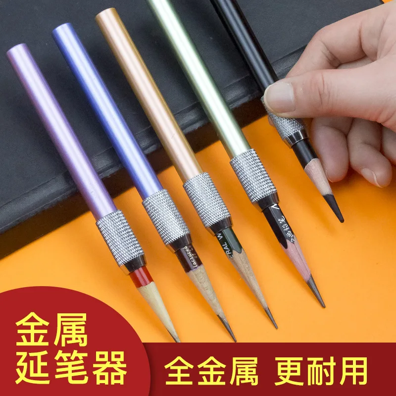 6 Warna Logam Pensil Ekstensi Menggambar Pensil Lengan Ekstensi Pensil Konektor Aluminium Batang Ekstensi Rod Lukisan Persediaan