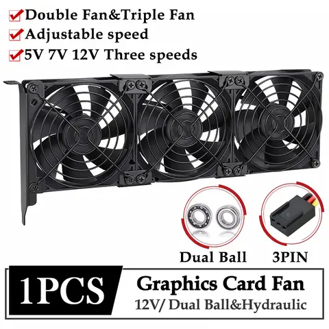 Gdstime Universal VGA Cooler 80MM 90MM Ultra Quiet Desktop Computer Chassis PCI Graphics Card Double Fan&Triple Fan Radiator